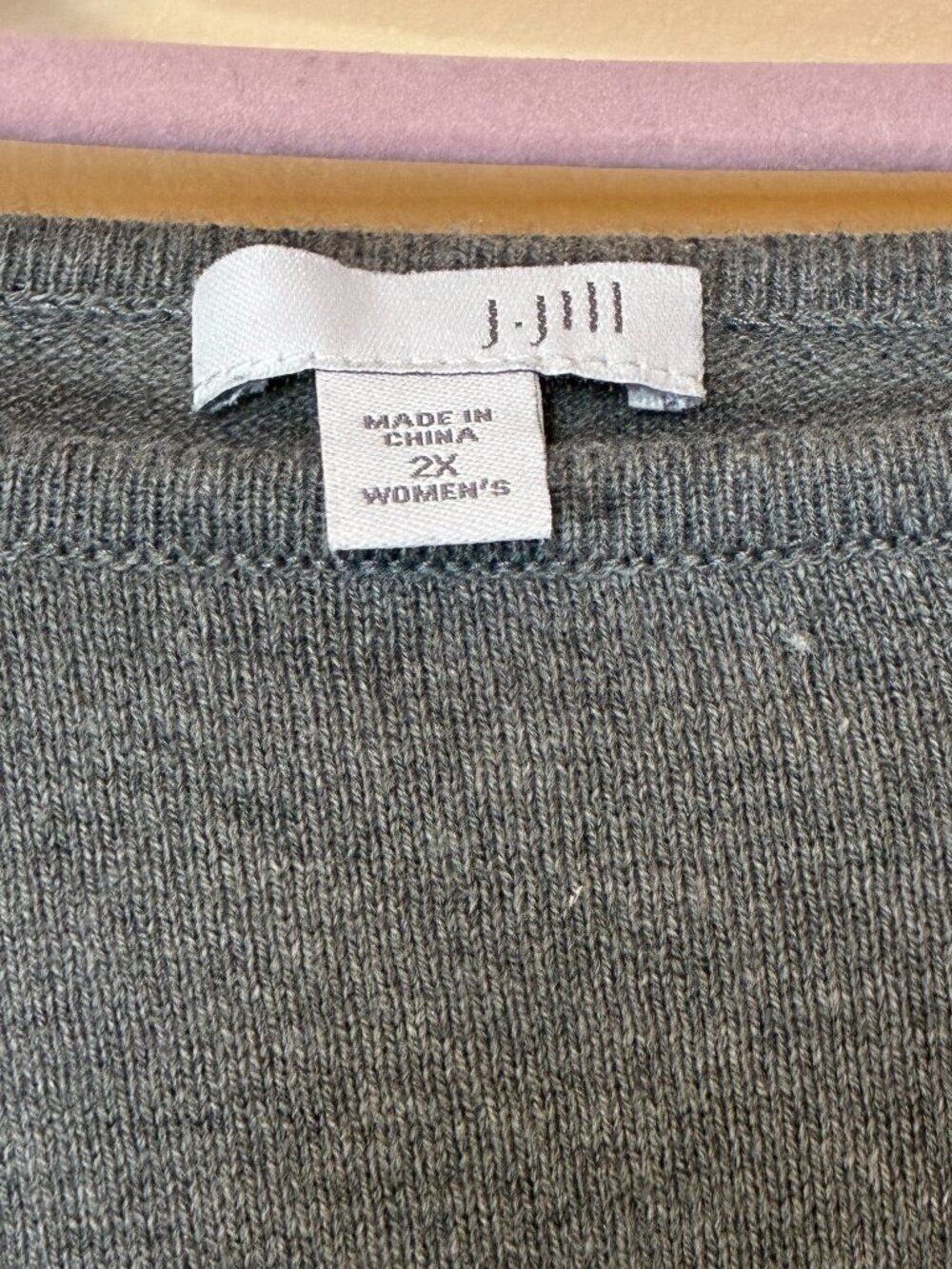 J. JILL Gray Fine Knit Crewneck Sweater Tunic Top Size 2X Plus